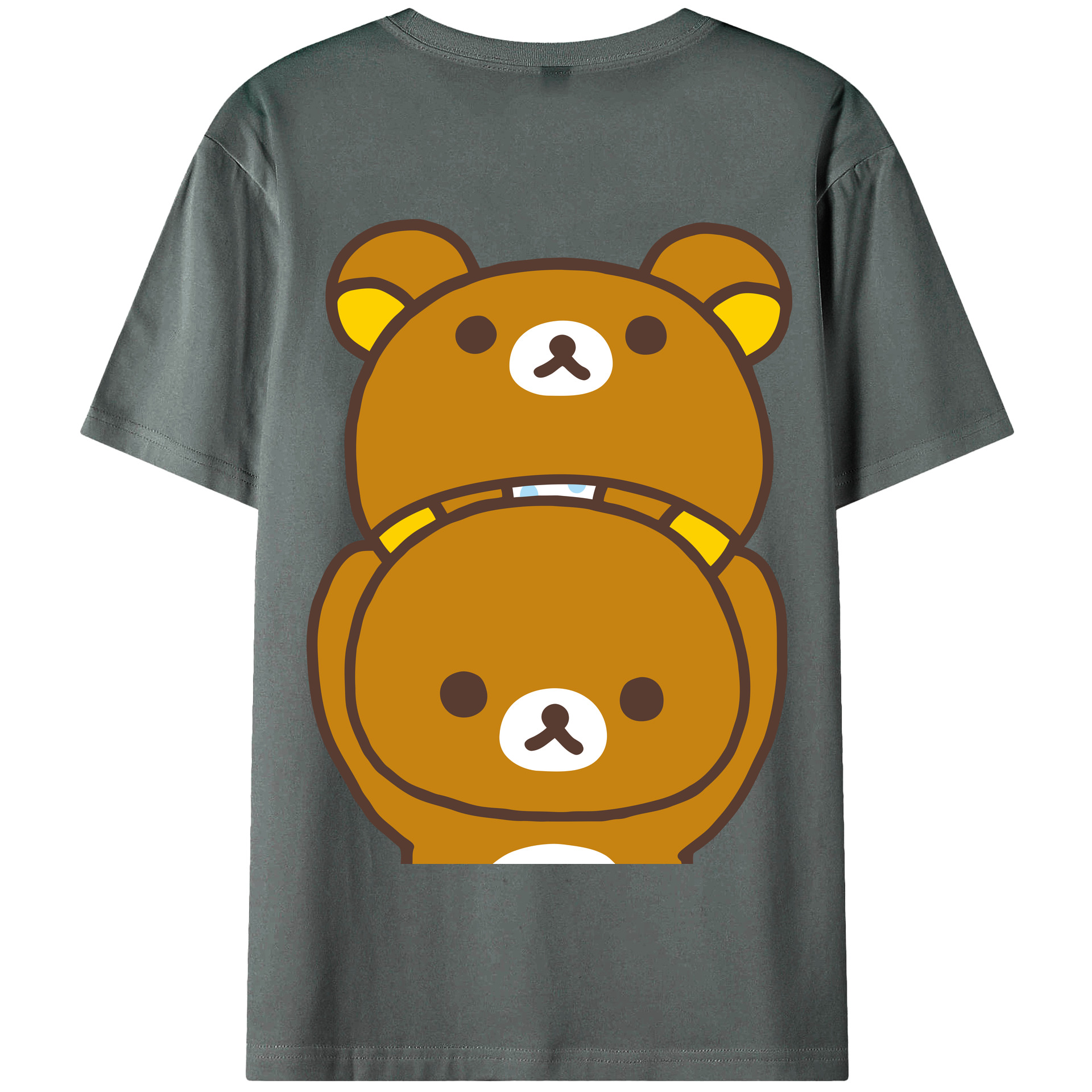 （画像用） リラックマ リラックマ キイロイトリ Rilakkuma Korilakkuma Kiiroitori 綿100％半袖Tシャツ（背面プリント）